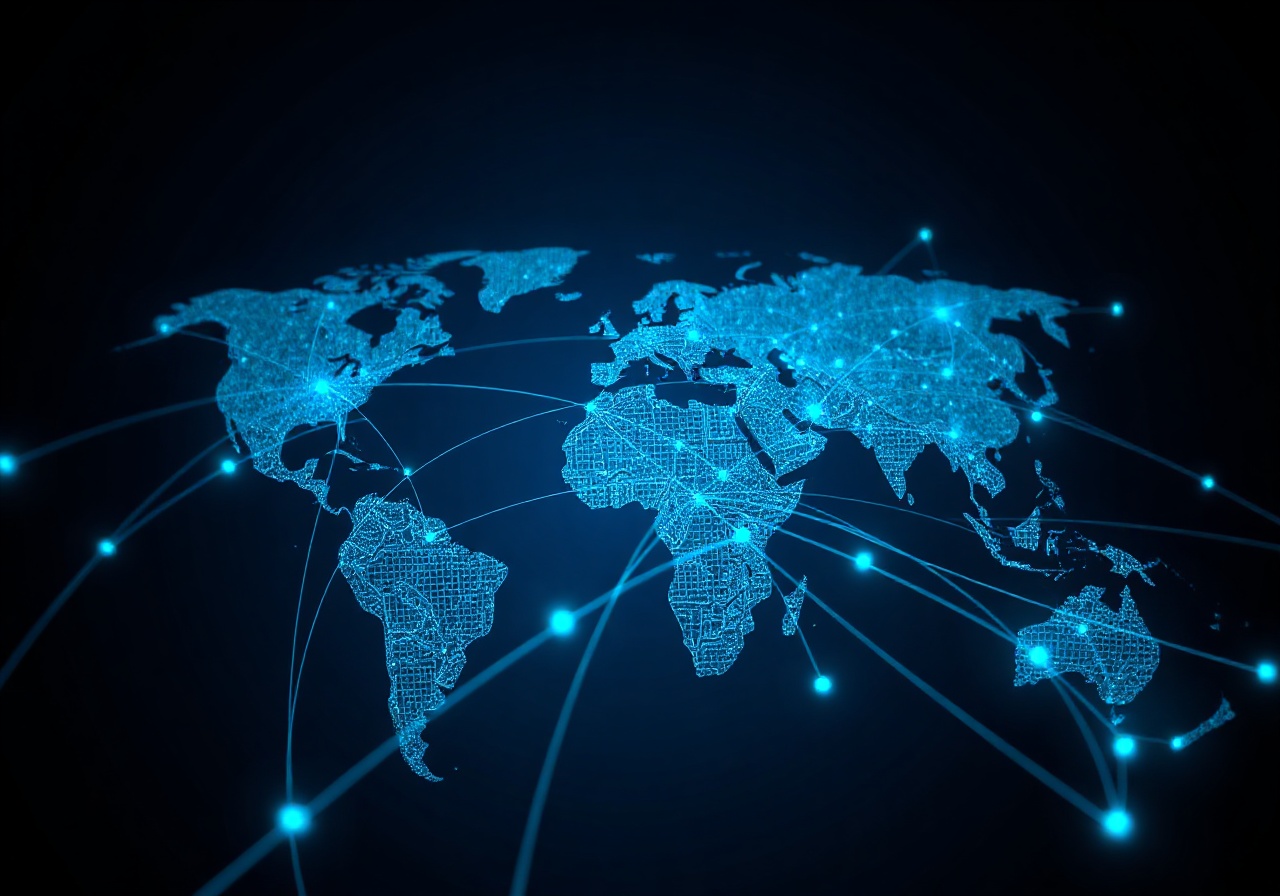 UptimeGuard global monitoring network showing check-in points across North America, Europe, Asia-Pacific, and South America with real-time status indicators